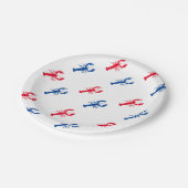 愛国的な赤と青のロブスターパターン ペーパープレート (アングル)