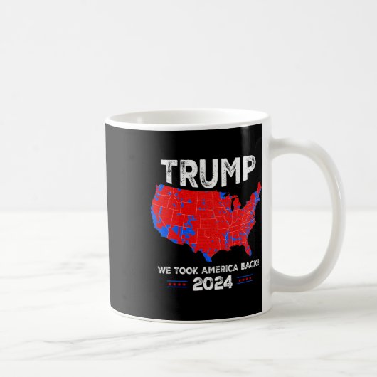 愛国的な赤と青の地図トランプおもしろいファン コーヒーマグカップ (右)