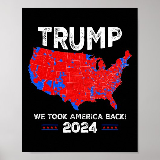 愛国的な赤と青の地図トランプおもしろいファン ポスター (正面)