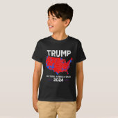 愛国的な赤と青の地図トランプおもしろいファン Tシャツ (正面フル)