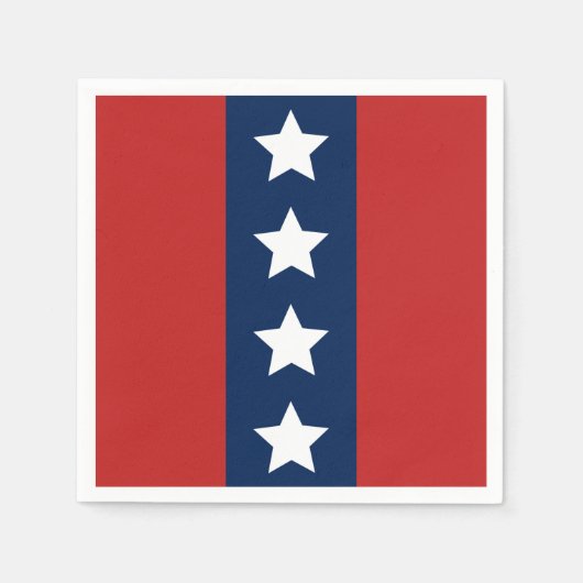 愛国的な赤と青の星とストライプ スタンダードカクテルナプキン (正面)