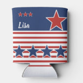 愛国的な赤と青の星とストライプ 缶クーラー (裏面)