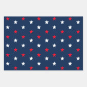 愛国的な赤と青の星のパターンの休日 ラッピングペーパーシート (正面2)