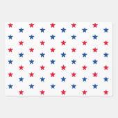 愛国的な赤と青の星のパターンモダン ラッピングペーパーシート (正面3)
