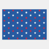 愛国的な赤と青の星のパターンモダン ラッピングペーパーシート (正面2)