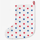愛国的な赤と青の星のパターン ラージクリスマスストッキング (裏面)