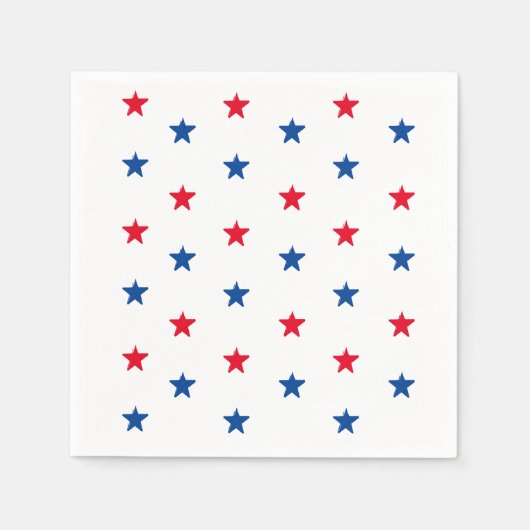 愛国的な赤と青の星の休日おもしろい スタンダードカクテルナプキン (正面)