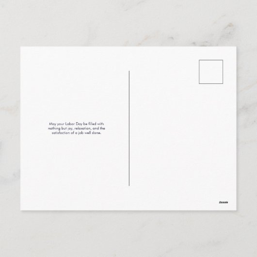 愛国的な赤と青の星の労働日 シーズンポストカード (裏面)