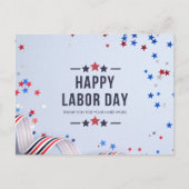 愛国的な赤と青の星の労働日 シーズンポストカード (正面)