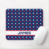 愛国的な赤と青の星パーソナライズされた マウスパッド (マウス)