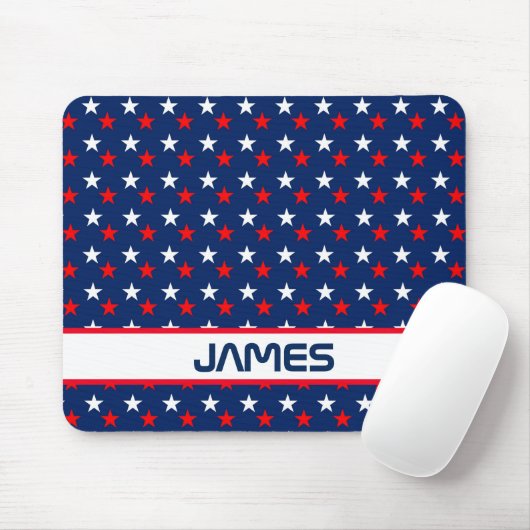 愛国的な赤と青の星パーソナライズされた マウスパッド (マウス)