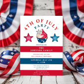 愛国的な赤と青の星7月4日 招待状