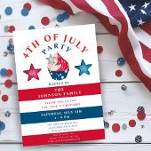 愛国的な赤と青の星7月4日 招待状