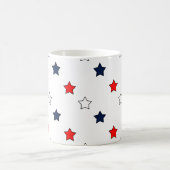 愛国的な赤と青の星 コーヒーマグカップ (中央)