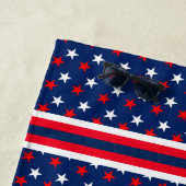 愛国的な赤と青の星 ビーチタオル (インサイチュ)