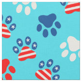 愛国的な赤と青の犬の足のパターン ファブリック (クローズアップ)
