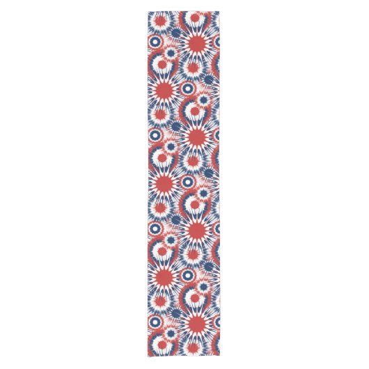 愛国的な赤と青の花火 ショートテーブルランナー (正面)