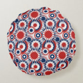 愛国的な赤と青の花火 ラウンドクッション (裏面)