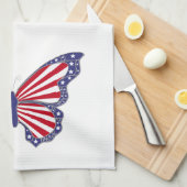 愛国的な赤と青の蝶キッチンタオル キッチンタオル (四つ折り)
