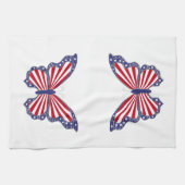 愛国的な赤と青の蝶キッチンタオル キッチンタオル (横)