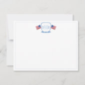 愛国的な赤と青3文字モノグラム サンキューカード (正面)