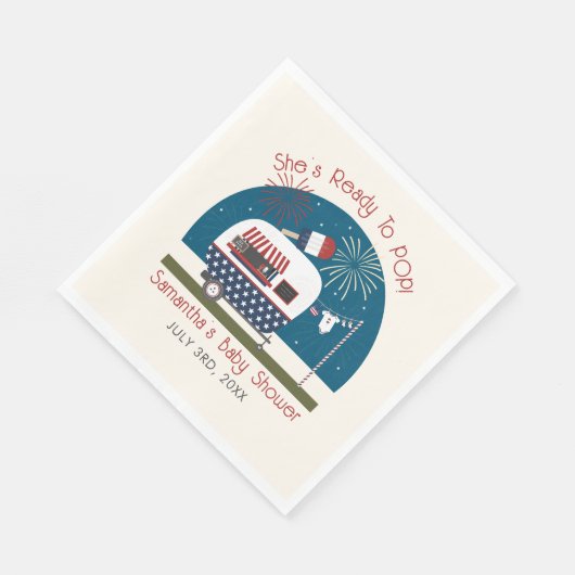 愛国的な赤ポップ・アートのちゃんシャワーの準備ができている スタンダードランチョンナプキン (角)