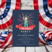愛国的な赤モダン白と青7月4日 招待状
