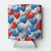 愛国的な赤白と青のアメリカのハート 缶クーラー (裏面)