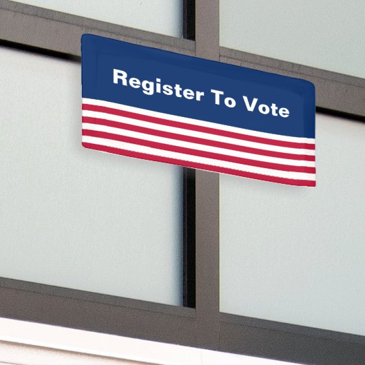 愛国的な赤白と青の投票に登録する 横断幕 (ビルの外側)