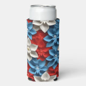 愛国的な赤白青のアメリカの花 スリム缶クーラー (Seltzer正面)