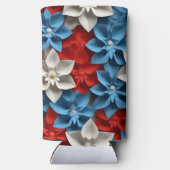 愛国的な赤白青のアメリカの花 スリム缶クーラー (裏面)