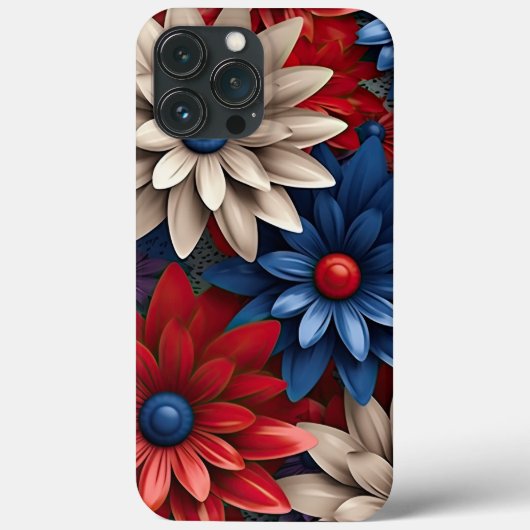 愛国的な赤白青のアメリカの花 Case-Mate iPhoneケース (裏面)