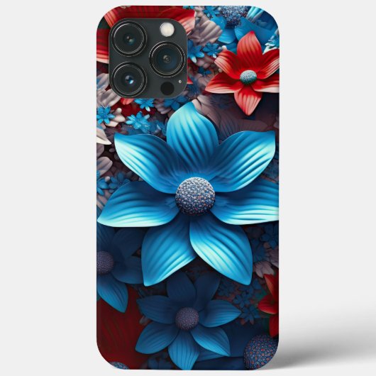 愛国的な赤白青のアメリカの花 Case-Mate iPhoneケース (裏面)