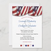 愛国的な赤白青のバンティングとスターズインベントート 招待状 (正面)