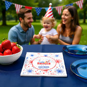 愛国的な赤白青のファーストバースデー スタンダードカクテルナプキン