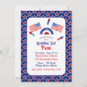 愛国的な赤白青のメモリアルデーピクニック 招待状 (正面)