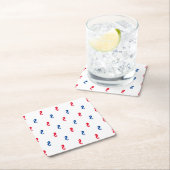 愛国的な赤白青の乗馬パターン スクエアペーパーコースター (インサイチュ)