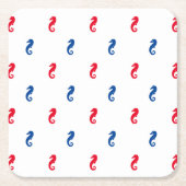 愛国的な赤白青の乗馬パターン スクエアペーパーコースター (正面)