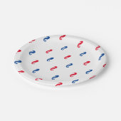 愛国的な赤白青の乗馬パターン ペーパープレート (アングル)