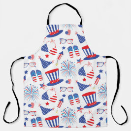 愛国的な赤白青の夏のアイテム エプロン