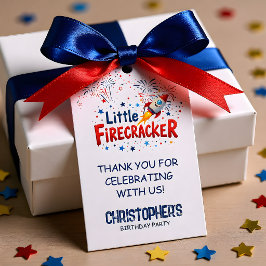 愛国的な赤白青の子供の誕生日 ギフトタグ