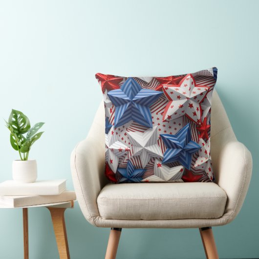 愛国的な赤白青の星とストライプ クッション (椅子)