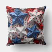 愛国的な赤白青の星とストライプ クッション (裏面)