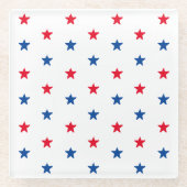 愛国的な赤白青の星模様7月4日 ガラスコースター (正面)