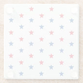 愛国的な赤白青の星模様7月4日 ガラスコースター (裏面)