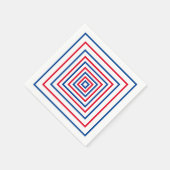 愛国的な赤白青の正方形の幾何学的な休日 スタンダードカクテルナプキン (角)