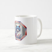 愛国的な赤白青の猫のフレーム コーヒーマグカップ (正面右)