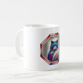 愛国的な赤白青の猫のフレーム コーヒーマグカップ (正面左)