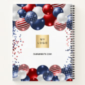 愛国的な赤白青の米国旗ビジネスロゴ ノートブック (裏面)