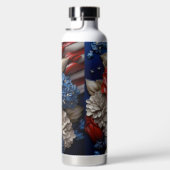 愛国的な赤白青の花の国旗 ウォーターボトル (右面)